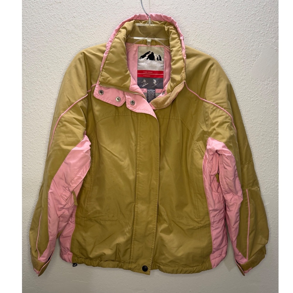 Polar Edge Womens Tan Pink Colorblock Ski Jacket Water Resistant Windproof L